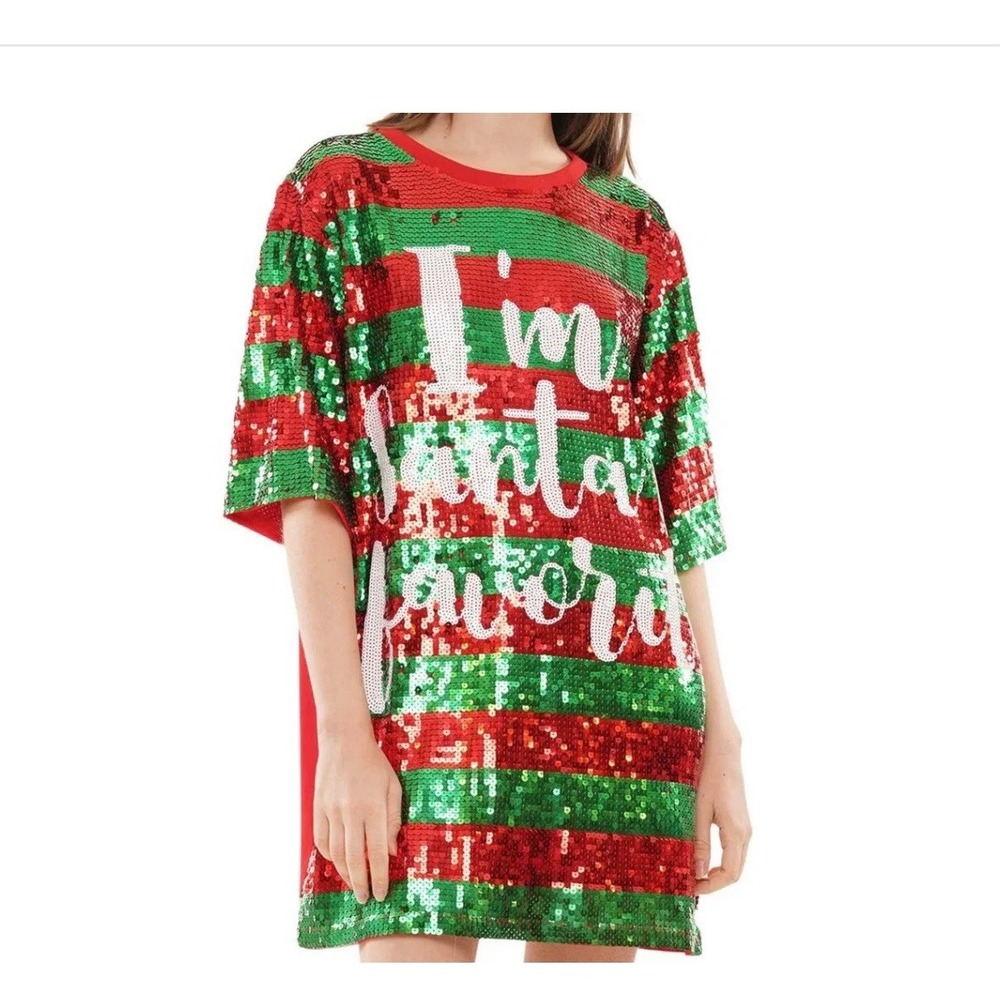 I'm‎ Santa's Favorite Sequin T-Shirt Dress OS